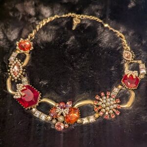 Elegant Gold and Red Statement Necklace